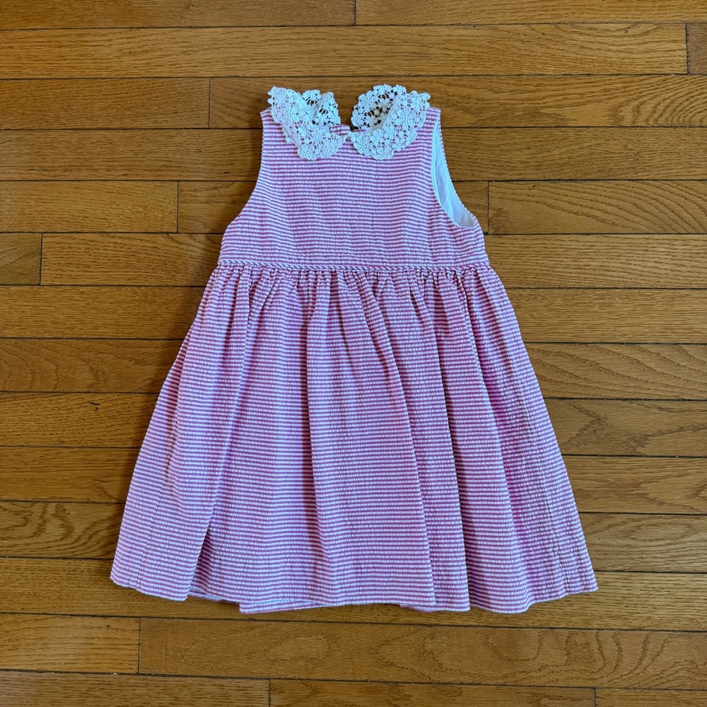 Ralph Lauren Pink Striped Dress with Lace Detail